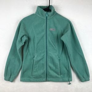 Columbia Jacket Womens Small Aqua Blue Full Zip Fleece Casual Outdoors Hiking
